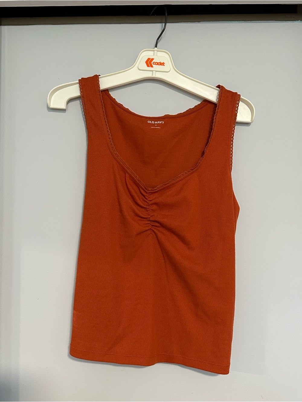 Old Navy Rust Orange Ruched Front Tank Top - Picture 1 of 1